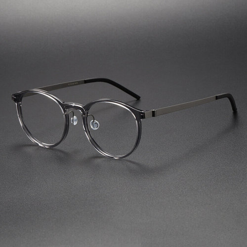Reader Glasses for Men LE1007 - Round Clear Frames in Titanium & Acetate