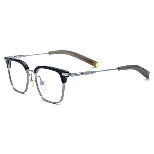 Reading Glasses LE0682 - Big Frame Silver Browline Spectacles in Titanium