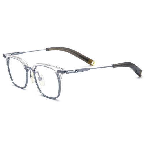 Progressive Glasses LE0682 - Titanium Browline Spectacles with Silver Frames