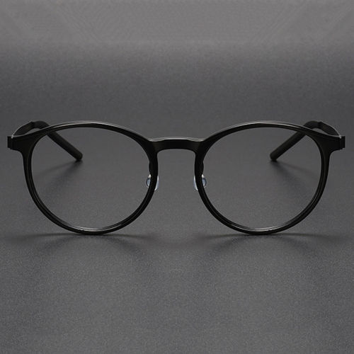 Men's Blue Light Glasses LE1007 - Round Black Titanium & Acetate Frames