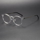 Driving Glasses LE1007 - Round Clear Frames in Titanium & Acetate