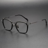 Fashion Eyeglasses LE1016 - Big Square Black Frames in Titanium & Acetate
