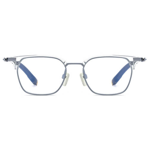 Progressive Glasses LE0682 - Titanium Browline Spectacles with Silver Frames