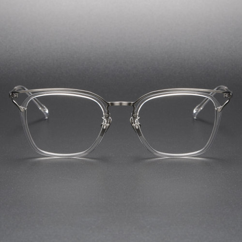 Blue Glasses for Computer LE1016 - Square Frames in Titanium & Acetate