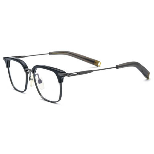 Bifocal Glasses LE0682 - Black Browline Spectacles in Titanium