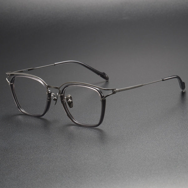 Reading Glasses LE1016 - Clear Square Frames in Titanium & Acetate