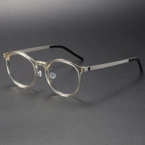 Reading Glasses Women LE1007 - Elegant Round Clear Frames in Titanium & Acetate