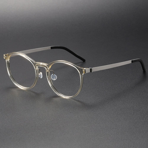 Reading Glasses Women LE1007 - Elegant Round Clear Frames in Titanium & Acetate