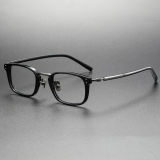 Bifocal Glasses LE0337 - Black Rectangle Frames in Acetate & Titanium