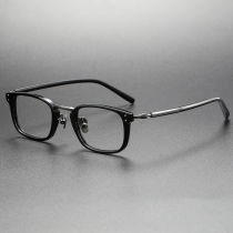 Bifocal Glasses LE0337 - Black Rectangle Frames in Acetate & Titanium