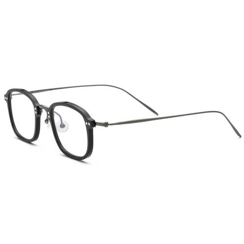 No Line Bifocal Reading Glasses LE0559 - Black Oval Frame Design in Titanium & Acetate