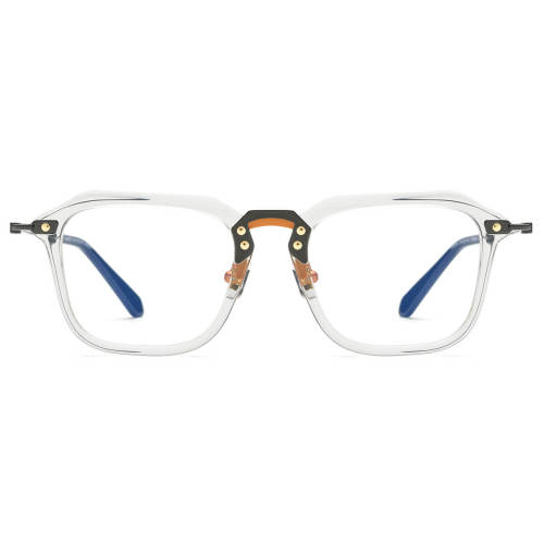 Transparent Glasses LE0567 - Sleek Titanium Square Frames with Black Arms