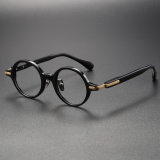 Round Glasses LE0154 - Trendy Black Acetate Eyewear for All Prescriptions