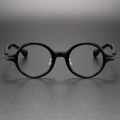 Computer Glasses LE0154 - Round Black Acetate Frames for Digital Comfort