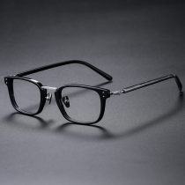 Rectangle Glasses LE0337 - Chic Black & Silver Titanium and Acetate Design