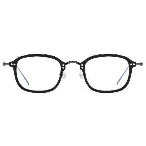 No Line Bifocal Reading Glasses LE0559 - Black Oval Frame Design in Titanium & Acetate