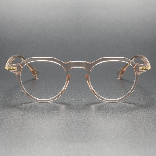 Clear Pink Glasses LE0068 - Chic Round Acetate Frames