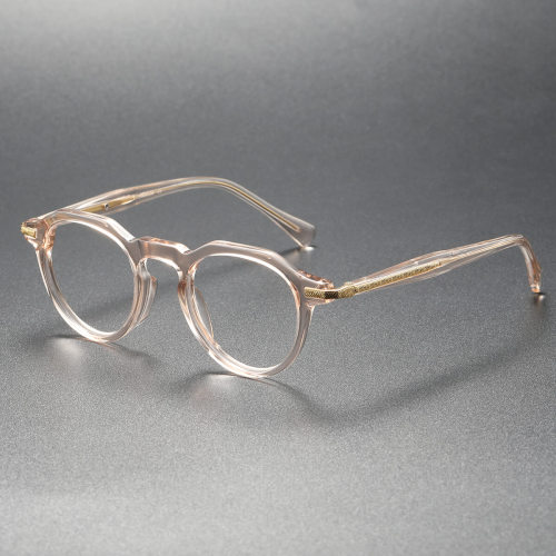 Clear Pink Glasses LE0068 - Chic Round Acetate Frames