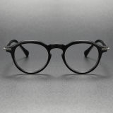 Black Glasses LE0068 - Sophisticated Round Acetate Frames