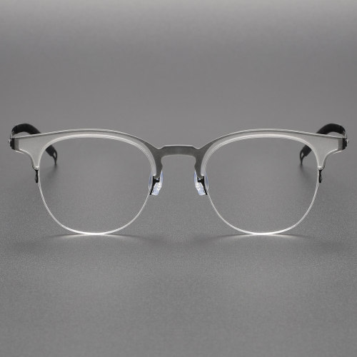 Clear Rim Glasses LE0181 - Titanium Half Rim Elegance