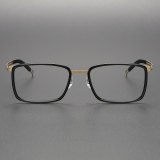 Black and Gold Glasses LE0172 - Titanium Rectangle Frames