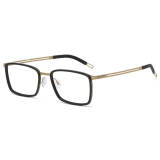 Black and Gold Glasses LE0172 - Titanium Rectangle Frames