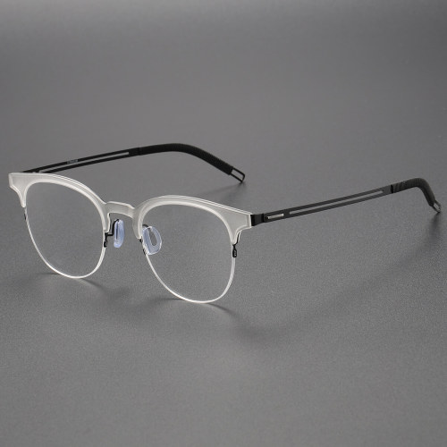 Clear Rim Glasses LE0181 - Titanium Half Rim Elegance