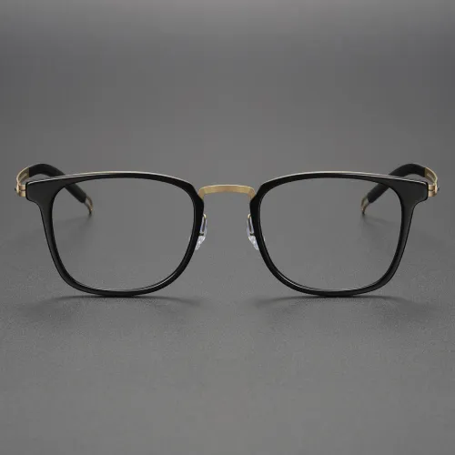 Black and Gold Glasses LE0176 - Square Titanium Frames (XJ)