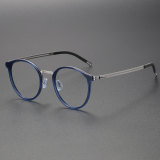 Blue Eyeglass Frames LE0170 - Titanium Round Frames for Modern Style