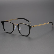 Black and Gold Glasses LE0176 - Square Titanium Frames