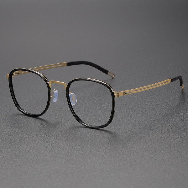 Black and Gold Glasses LE0175 - Elegant Round Titanium Frames