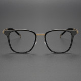 Black and Gold Glasses LE0169 - Titanium Square Frame Elegance