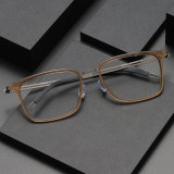 Brown Glasses LE0173 - Elegant Titanium Rectangle Eyewear