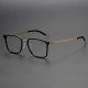 Black and Gold Glasses LE0173 - Sleek Titanium Rectangle Frames