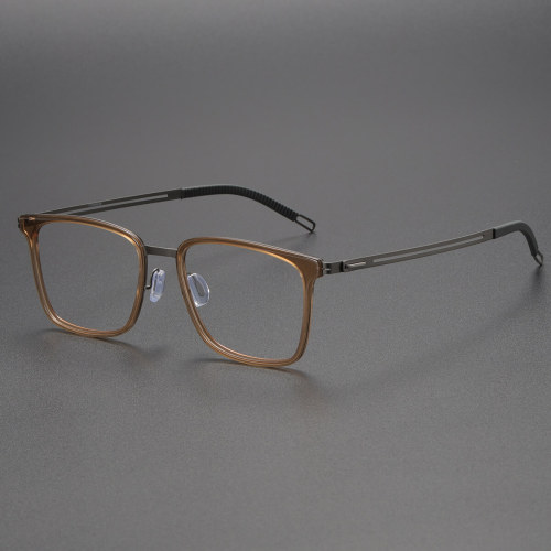 Brown Glasses LE0173 - Elegant Titanium Rectangle Eyewear