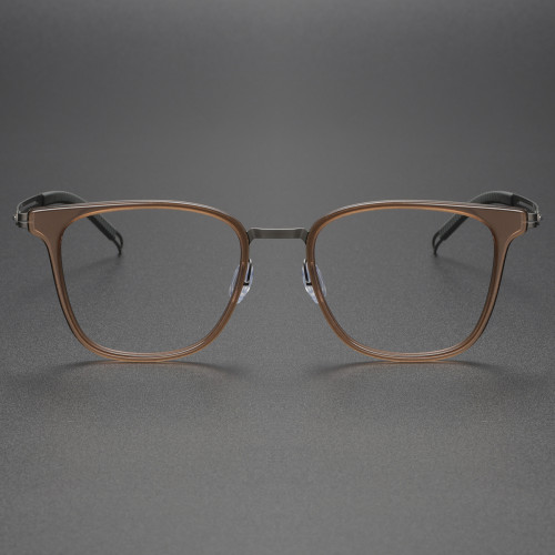 Brown Glasses LE0169 - Titanium Square Frame Eyewear