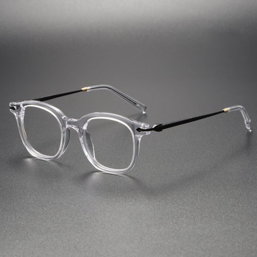 Transparent Eyeglass Frames LE0151: Clear & Black Square Design for High Prescription