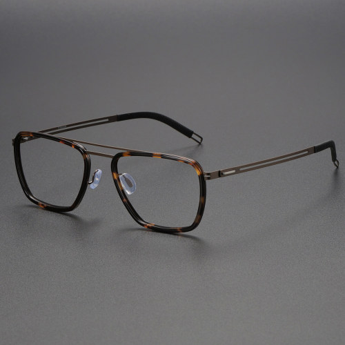 Aviator Glasses Frames LE0179 - Titanium & Tortoise Design