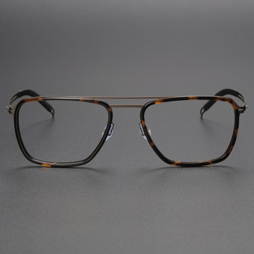 Aviator Glasses Frames LE0179 - Titanium & Tortoise Design