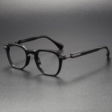 Geometric Glasses LE0155 - Modern Black Acetate Frames for Prescription & Non-Prescription