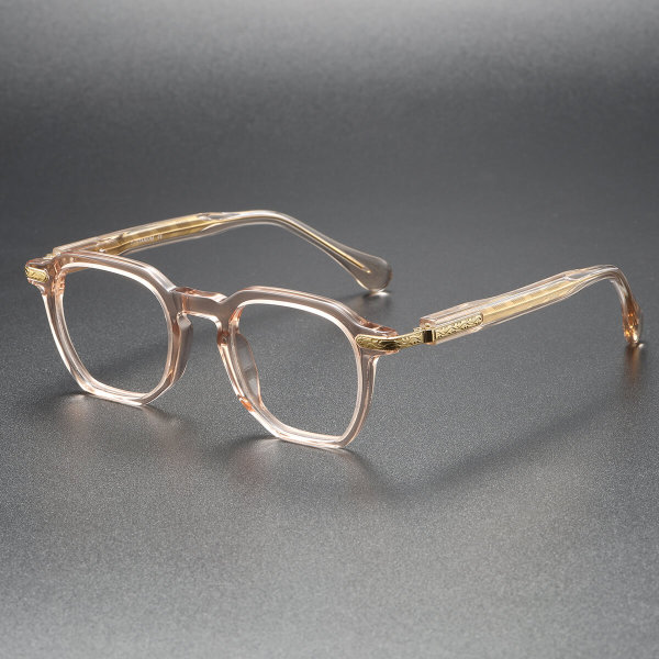 Clear Pink Glasses LE0155 - Chic Geometric Acetate Frames for All
