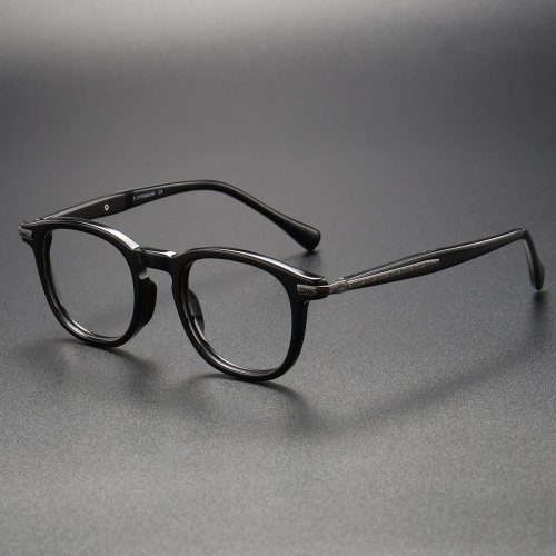 Black Glasses LE0067 - Elegant Round Acetate Frames for All Vision Needs