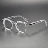 Transparent Frame Glasses - Chic Acetate Geometric Design LE0155