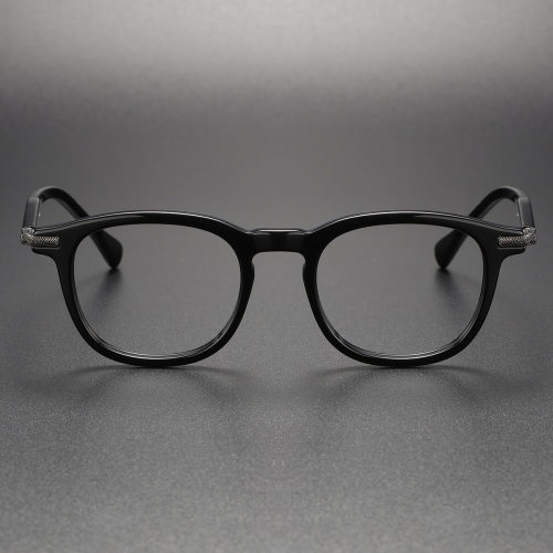 Black Glasses LE0067 - Elegant Round Acetate Frames for All Vision Needs