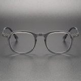 Thick Glasses LE0067 - Durable Clear Grey Acetate Frames for Prescription & Non-Prescription Use