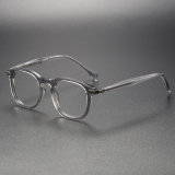 Thick Glasses LE0067 - Durable Clear Grey Acetate Frames for Prescription & Non-Prescription Use