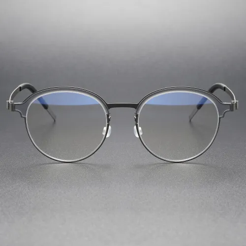 Browline Glasses LE0257 - Premium Grey & Gunmetal Titanium Frames for All Lenses