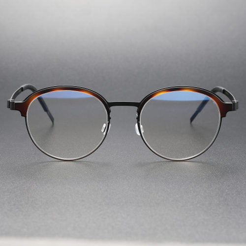 Round Glasses LE0257 - Titanium Frames in Tortoise Shell & Black for Perfect Vision