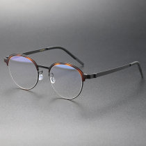 Round Glasses LE0257 - Titanium Frames in Tortoise Shell & Black for Perfect Vision