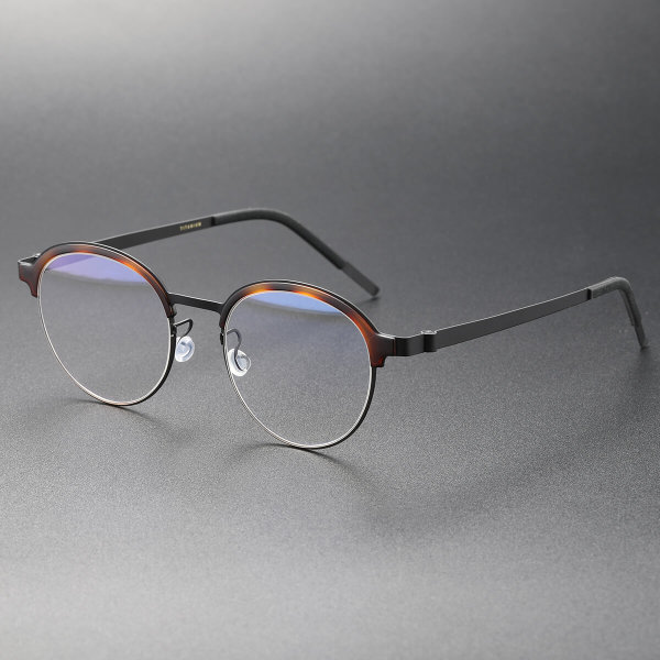 Round Glasses LE0257 - Titanium Frames in Tortoise Shell & Black for Perfect Vision